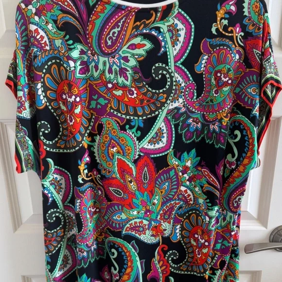 Johnny Was Paisley Short Sleeve Top Large NWT - Picture 3 of 3
